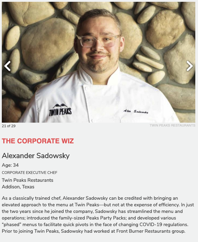 Alexander Sadowsky - TWIN PEAKS CHEF IS RISING STRONG